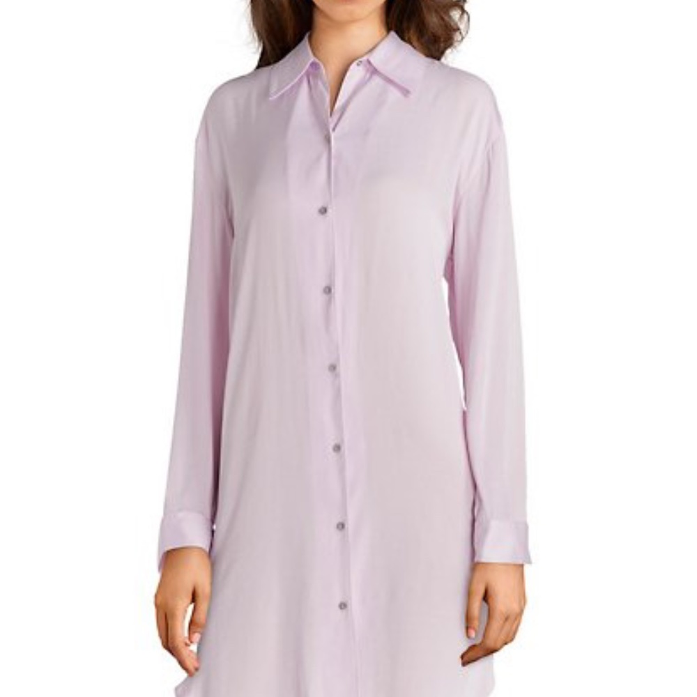 🧚🏽Josie Natori Mauve Satin L/S Sleep Shirt US XS